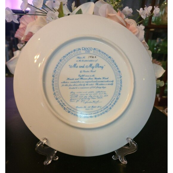 "Me and My Pony" Collectible Plate by Sandra Kuck – Hearts & Flowers Series - Picture 2 of 3